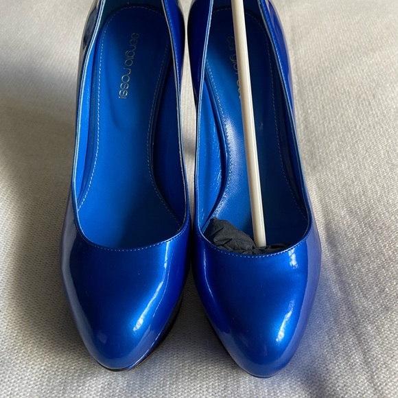 Sergio Rossi patent leather platform-sole pumps blue. Size 38 - Picture 11 of 12